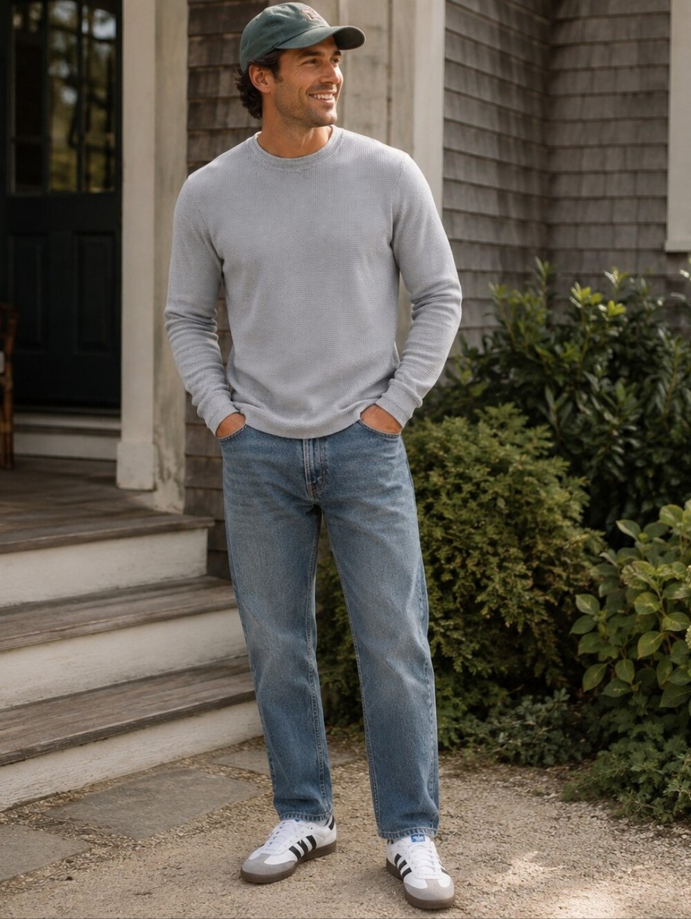 Ted Baker Staylay Waffle Knit Crewneck Sweater in Gray Minimalist Men's 3 / US M